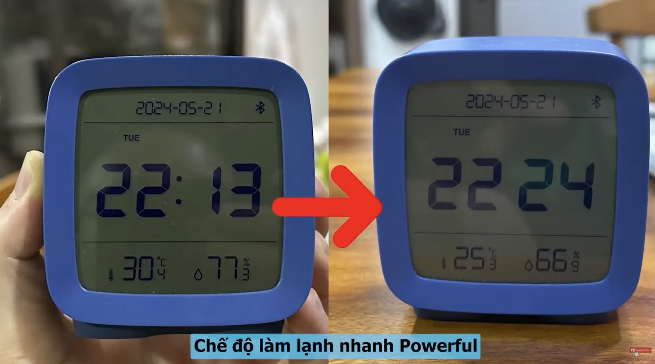 Điều hòa FTKZ của Daikin chỉ mất 10 phút để giảm khoảng 5°C. Ảnh: Cắt từ clip.