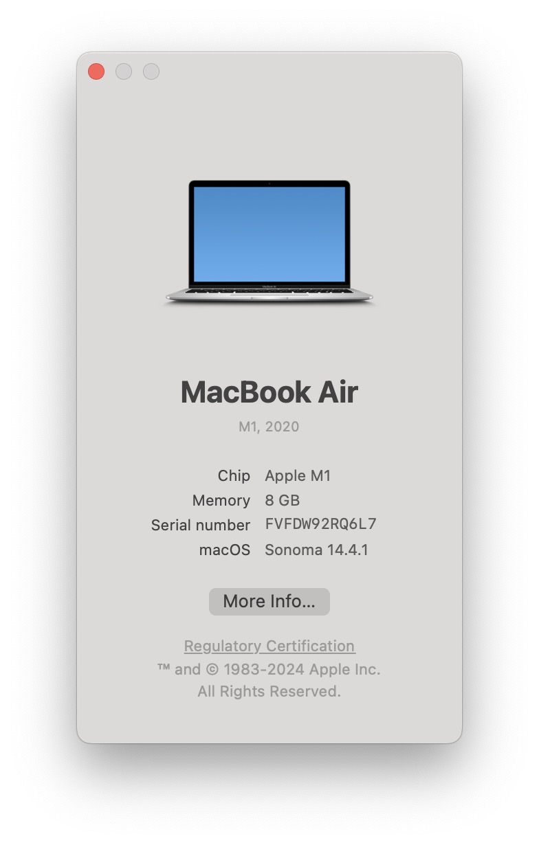 Thông tin chip trong 'About this Mac'.