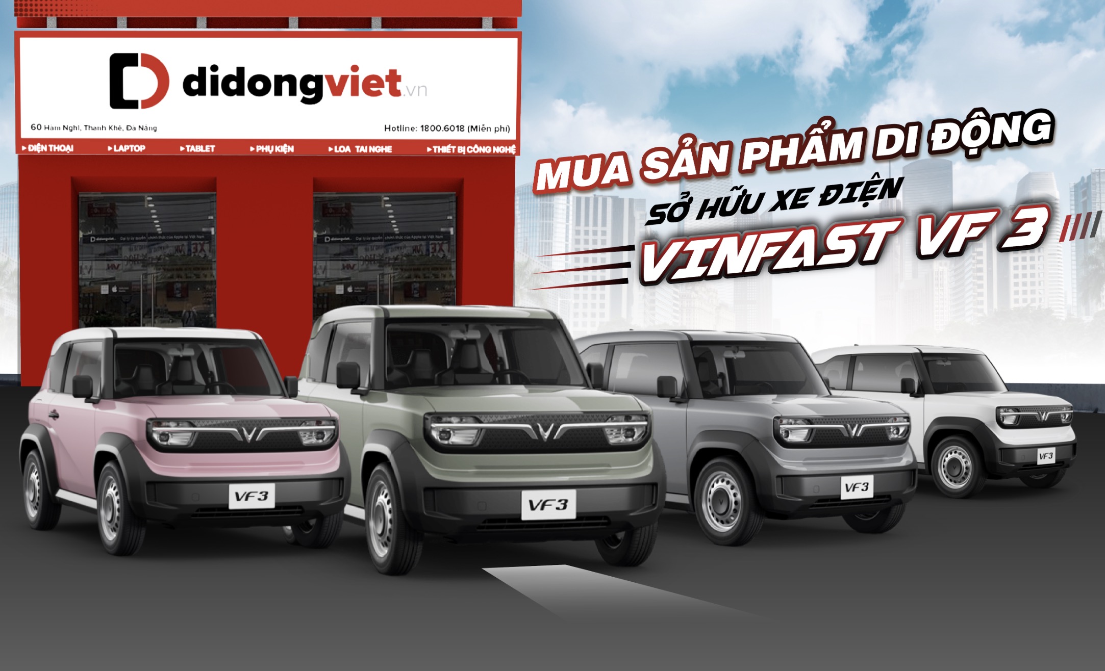 Chương trình ưu đãi đặc biệt từ Di Động Việt: Cơ hội sở hữu xe điện VinFast VF 3