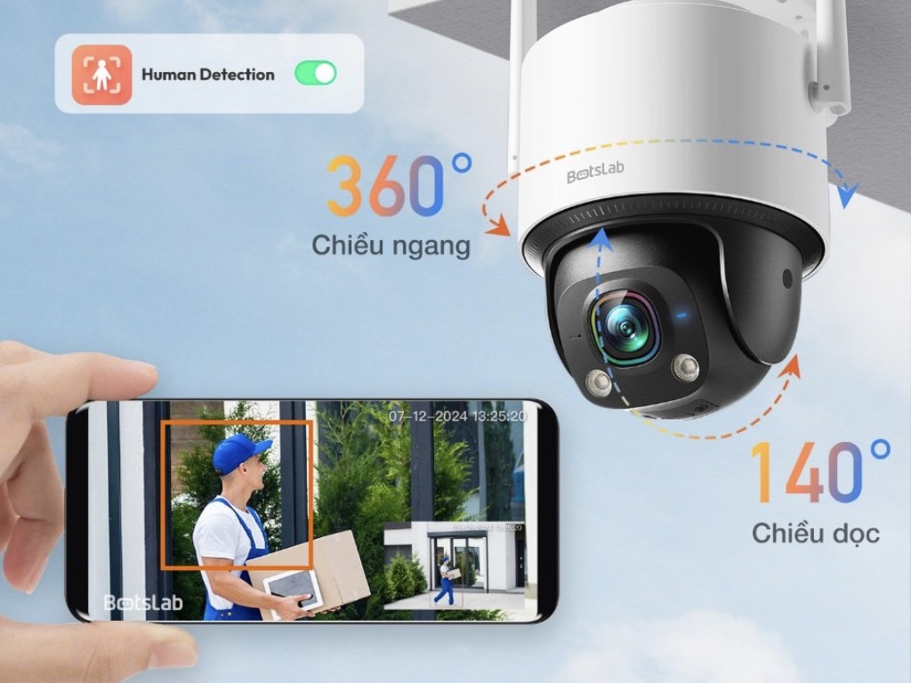 Đánh giá chi tiết Camera Wi-Fi ngoài trời 360 Botslab W317 ColorS AI Night Cam