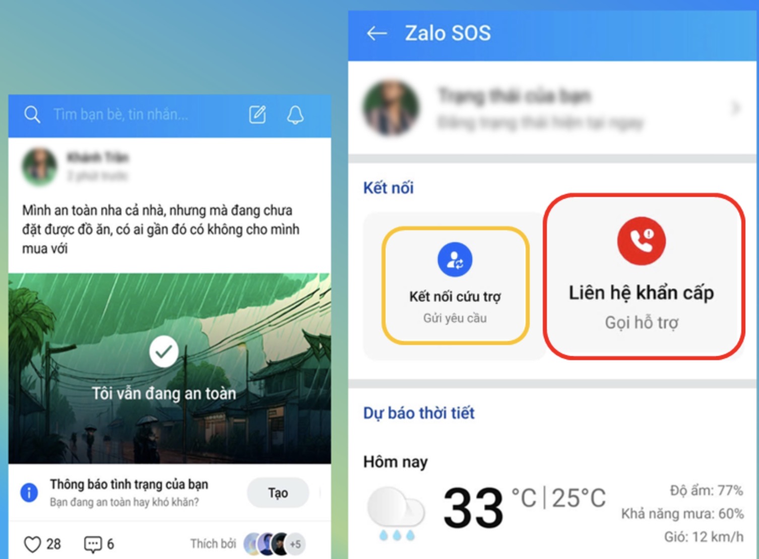 35.000 người dân yêu cầu hỗ trợ, 300.000 người đăng trạng thái an toàn qua Zalo SOS