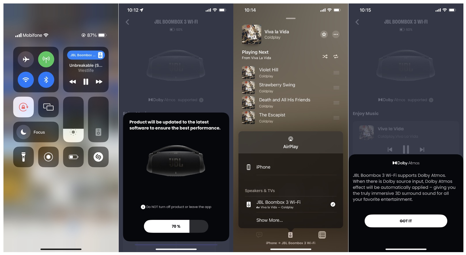 Ứng dụng JBL One trên Android và iOS hỗ trợ nhiều tính năng và thiết lập cho loa.