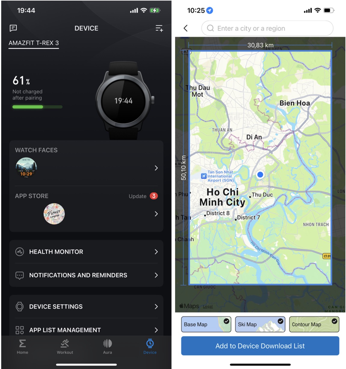 Người dùng có thể chép bản đồ offline vào đồng hồ dễ dàng với app Zepp.