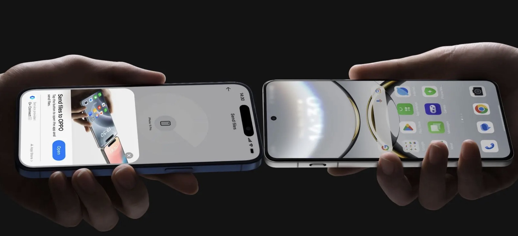 Tính năng Drop to iPhone cho phép chia sẻ dữ liệu nhanh chóng giữa Find X8 Pro và các thiết bị iOS