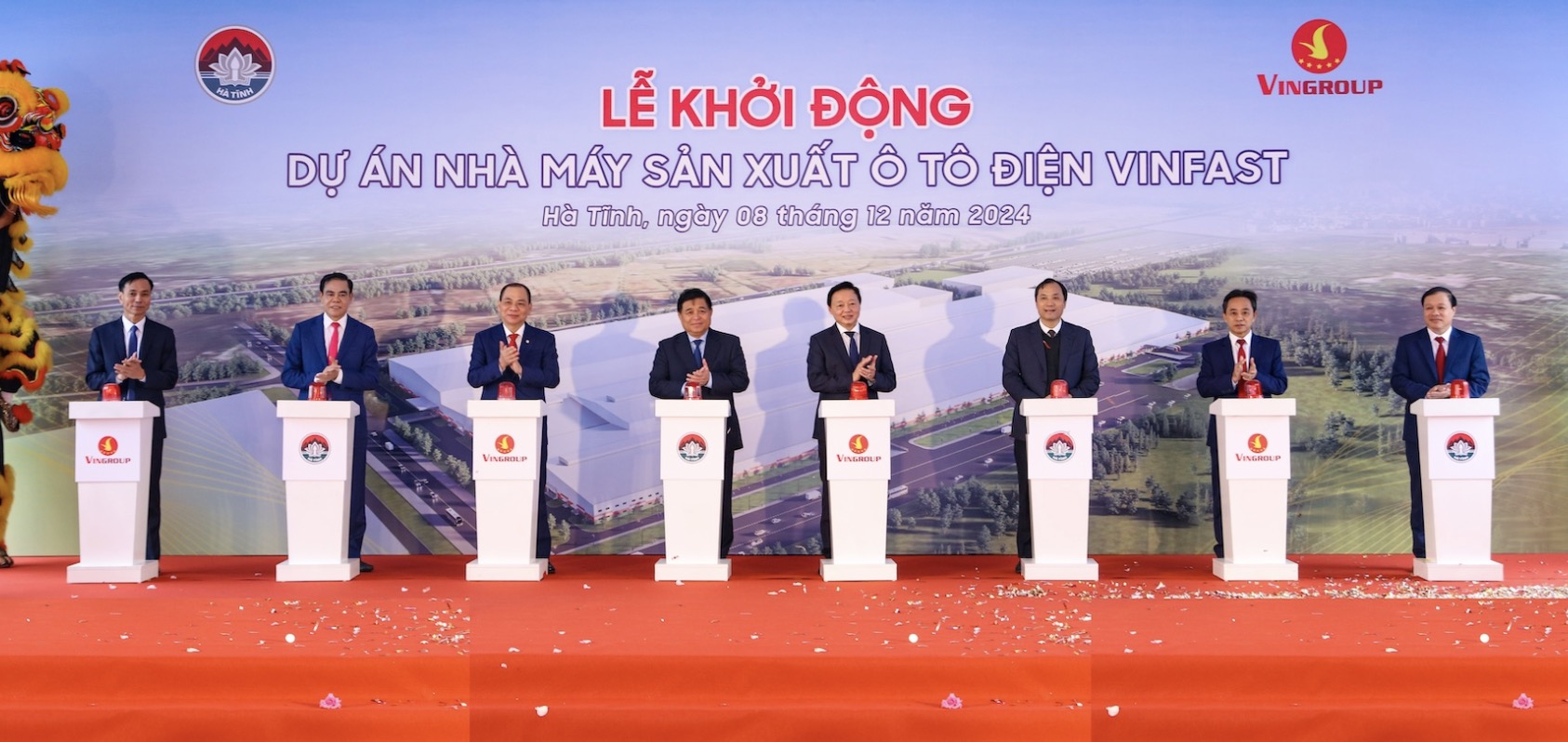 Dự án nhà máy ô tô điện VinFast Hà Tĩnh chính thức được khởi công.