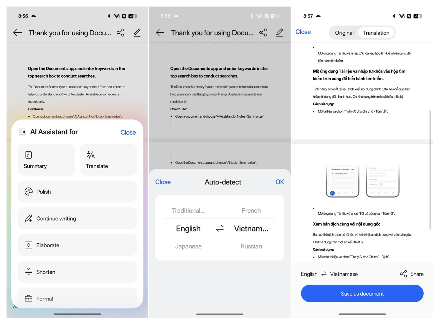 Chức năng dịch thuật AI cực kỳ nhanh và hữu ích trên Reno13 Series.