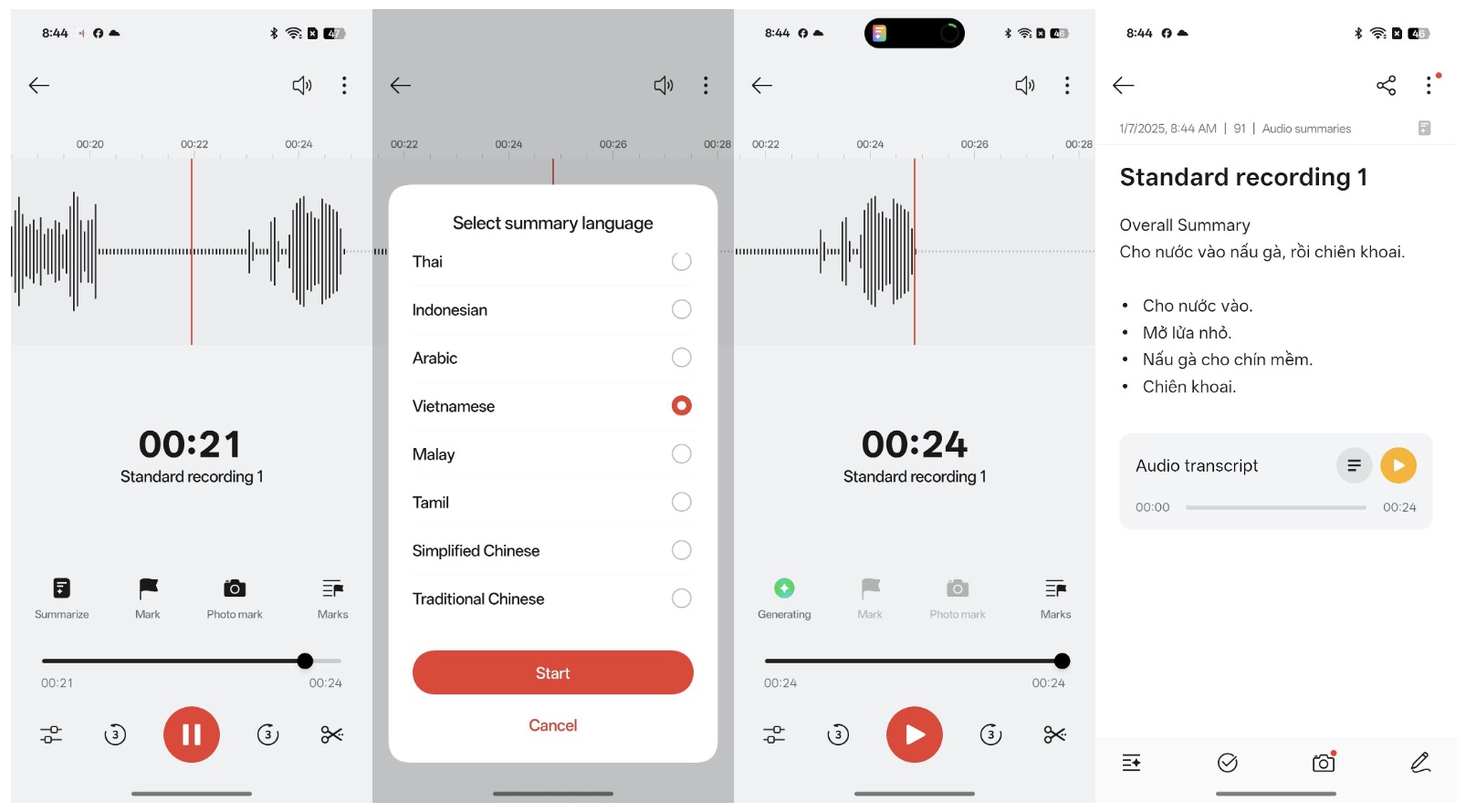 Chức năng "Tóm tắt bản ghi AI" ưu việt trên Reno13.