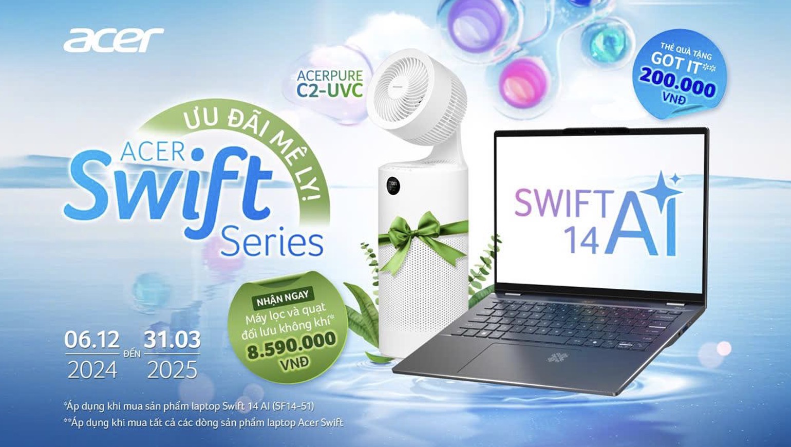 Bùng nổ laptop AI cùng chương trình Acer Swift Series - Ưu đãi mê ly