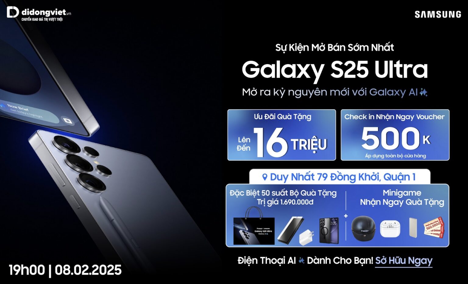 Di Động Việt mở bán sớm Galaxy S25 trên toàn hệ thống, ưu đãi hấp dẫn lên đến 16 triệu đồng