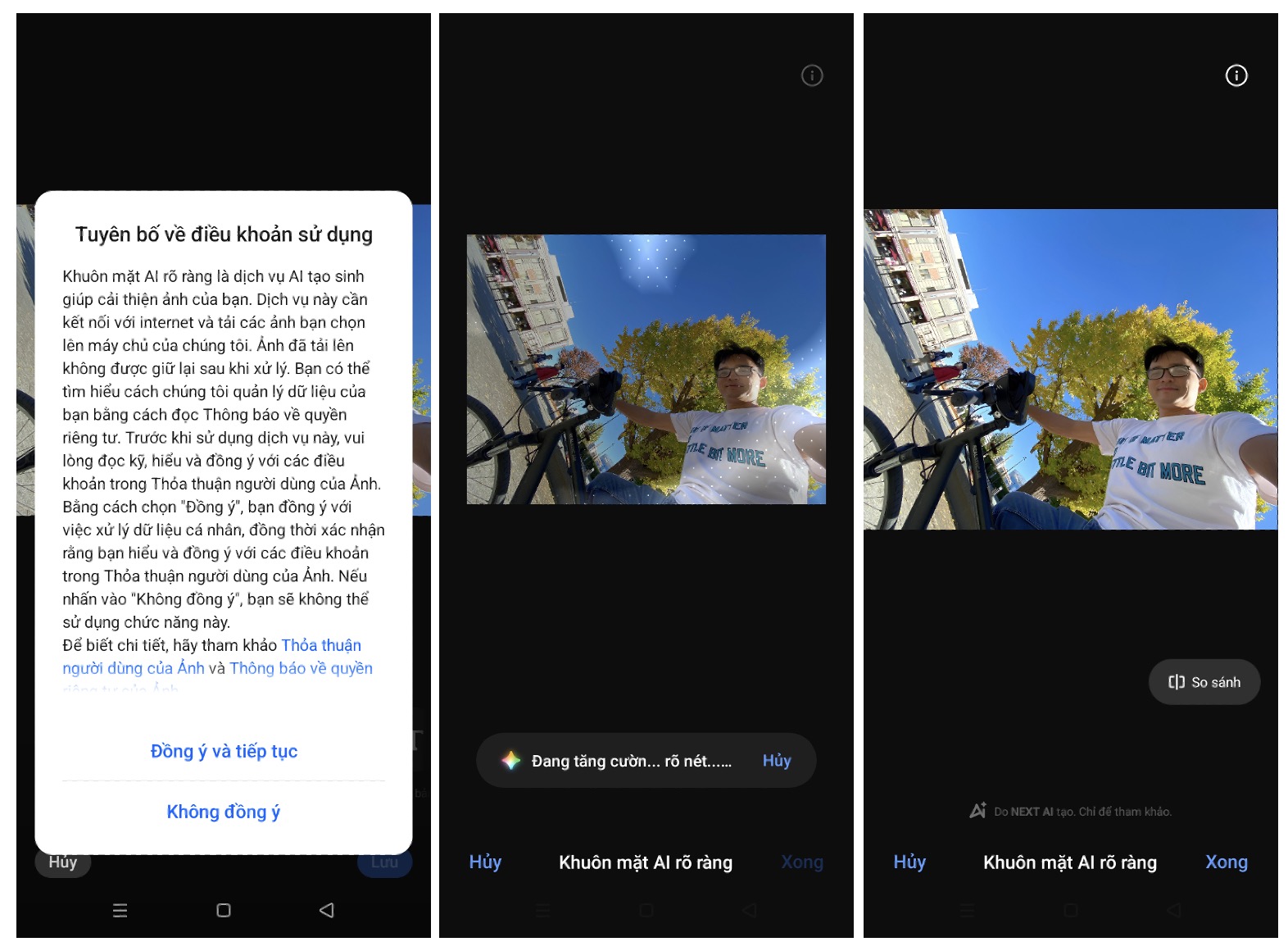 Chức năng làm rõ nét ảnh bằng AI khá thú vị trên sản phẩm.