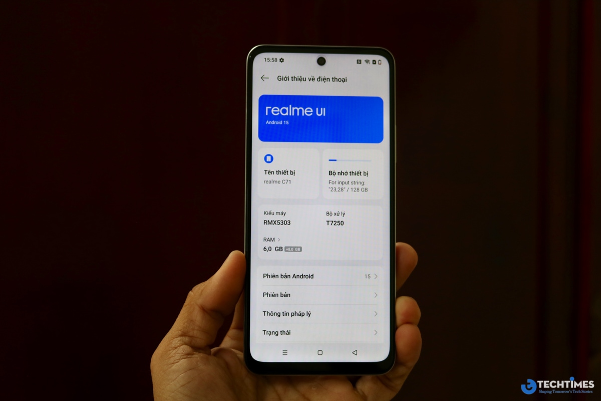 Cấu hình chi tiết của máy.