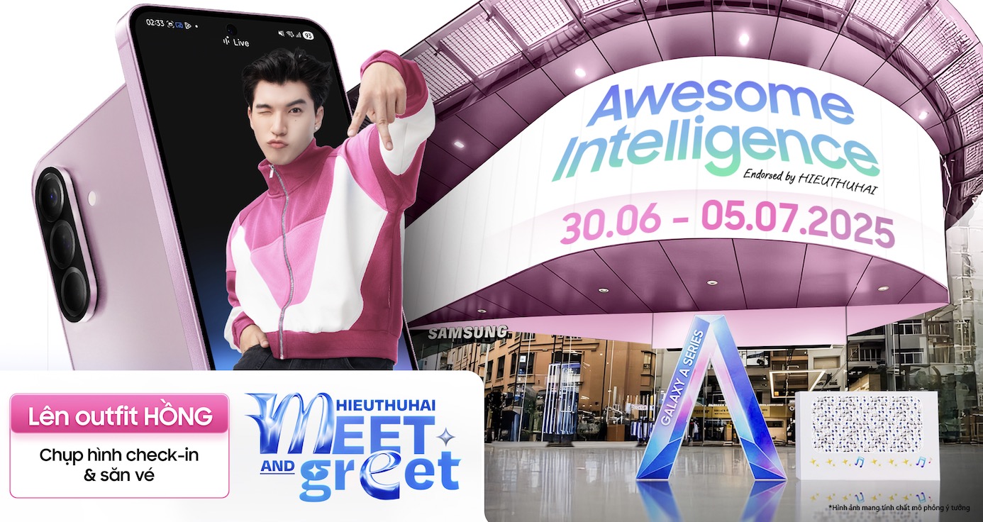Galaxy A56 5G màu Hồng khuấy động mùa hè cùng HIEUTHUHAI và chuỗi Meet & Greet sôi động