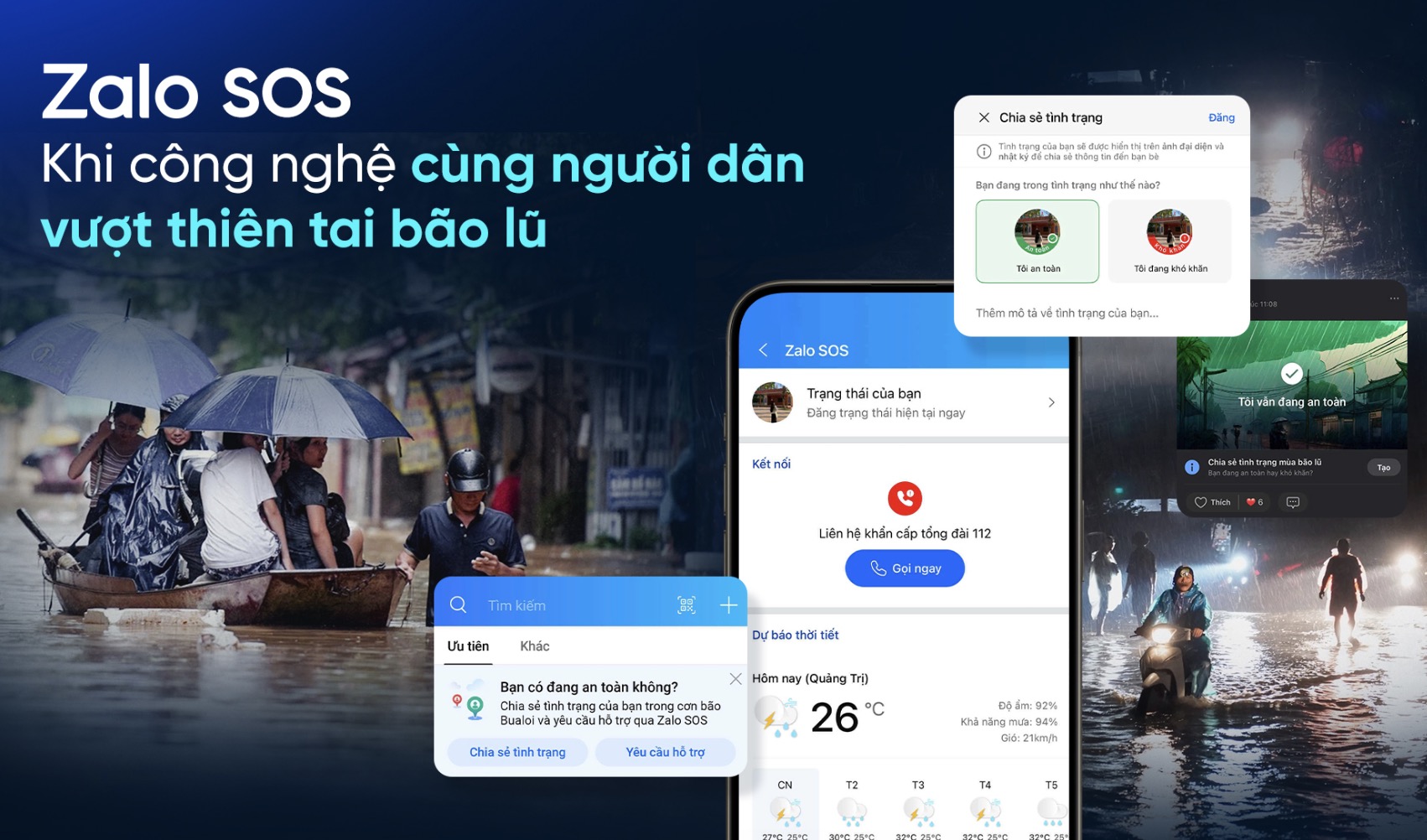 Ứng dụng Zalo kích hoạt tính năng SOS hỗ trợ người dân miền Trung ứng phó bão số 10