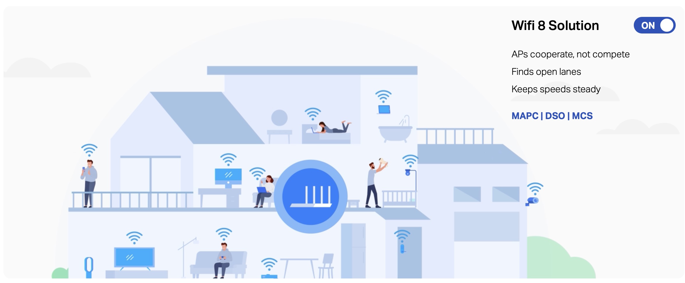 TP-Link trình diễn thành công nguyên mẫu Wi-Fi 8 đầu tiên, mở kỷ nguyên kết nối không dây ổn định hơn TechTimes Vietnam Hình minh họa công nghệ Wi-Fi 8 – giải pháp kết nối thế hệ mới giúp các điểm truy cập (AP) phối hợp thay vì cạnh tranh, tự động tìm kênh truyền tối ưu và duy trì tốc độ ổn định cho toàn bộ thiết bị trong ngôi nhà thông minh.