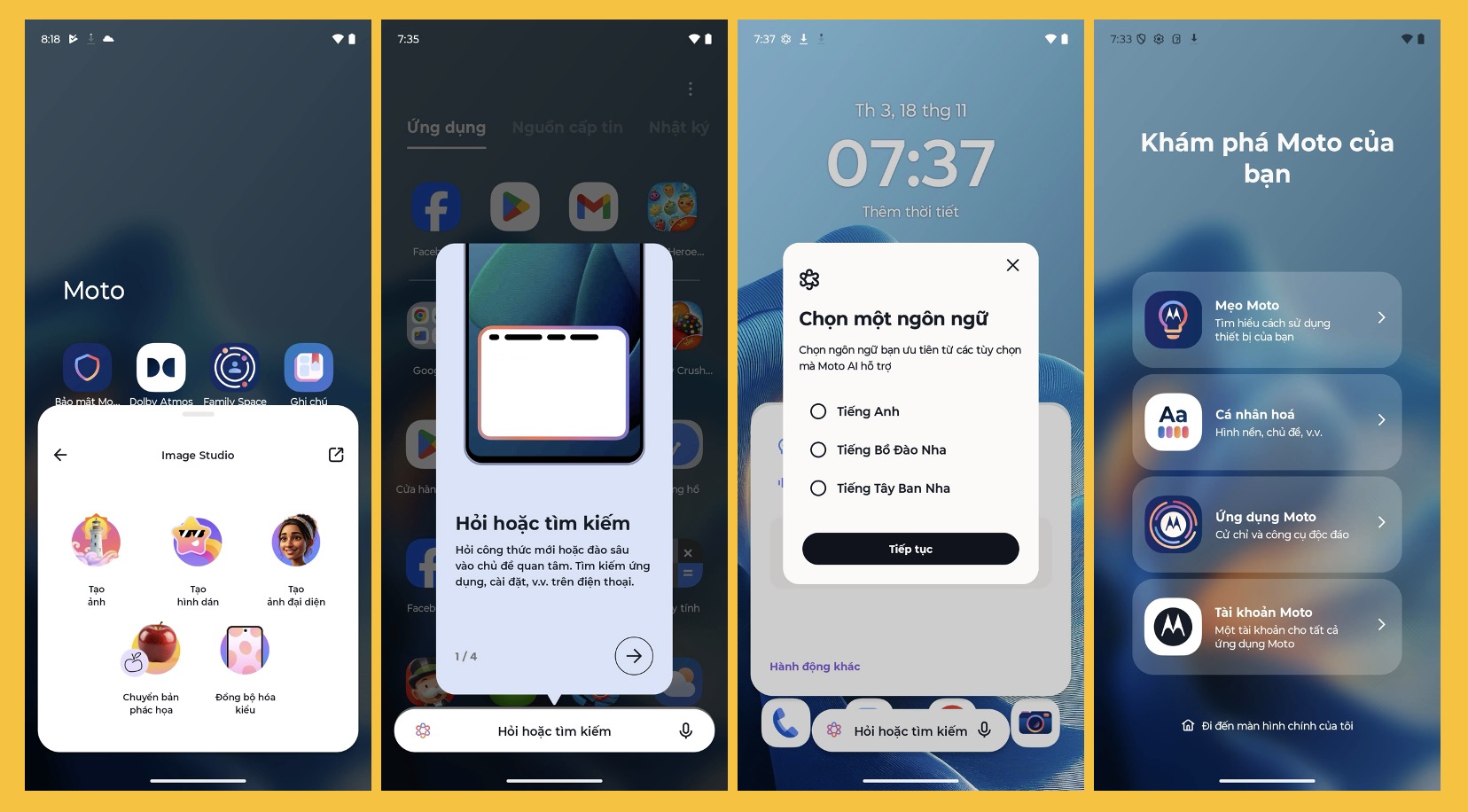 Moto AI được Motorola phát triển như một lớp trợ lý thông minh tích hợp sâu vào hệ thống, bổ sung cho Google Gemini và hỗ trợ người dùng trong nhiều tác vụ hằng ngày. Nhóm tính năng quản lý thông tin gồm “Catch Me Up” để tóm tắt thông báo–email, “Remember This” để lưu và tìm lại thông tin đã xem, và “Pay Attention” để ghi âm – chuyển văn bản – tóm tắt cuộc gọi, giúp tiết kiệm thời gian trong môi trường bận rộn.