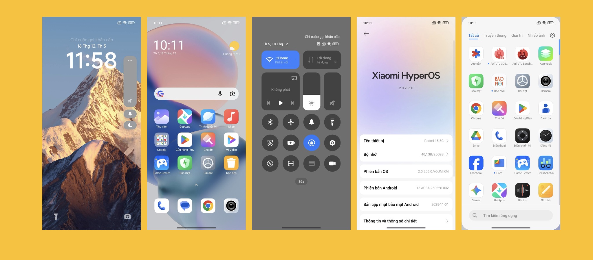 HyperOS 2.2 dựa trên Android 15 chạy mượt, ít bloatware hơn trước (dù vẫn có một số app quảng cáo có thể gỡ). Xiaomi cam kết 2 năm cập nhật OS và 4 năm security patch – tốt trong phân khúc. NFC đầy đủ hỗ trợ thanh toán không tiếp xúc, IR blaster điều khiển thiết bị gia dụng, và kết nối 5G ổn định ở Việt Nam.