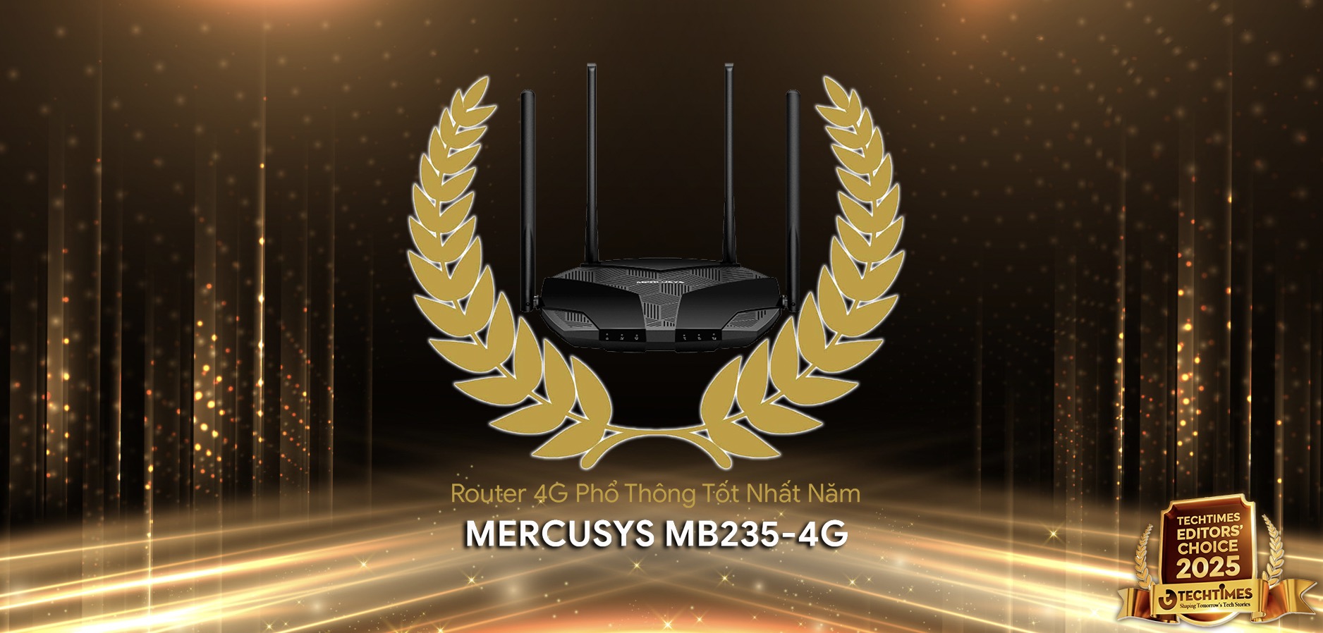 TechTimes Editors' Choice 2025: Mercusys MB235-4G - Router 4G phổ thông tốt nhất năm
