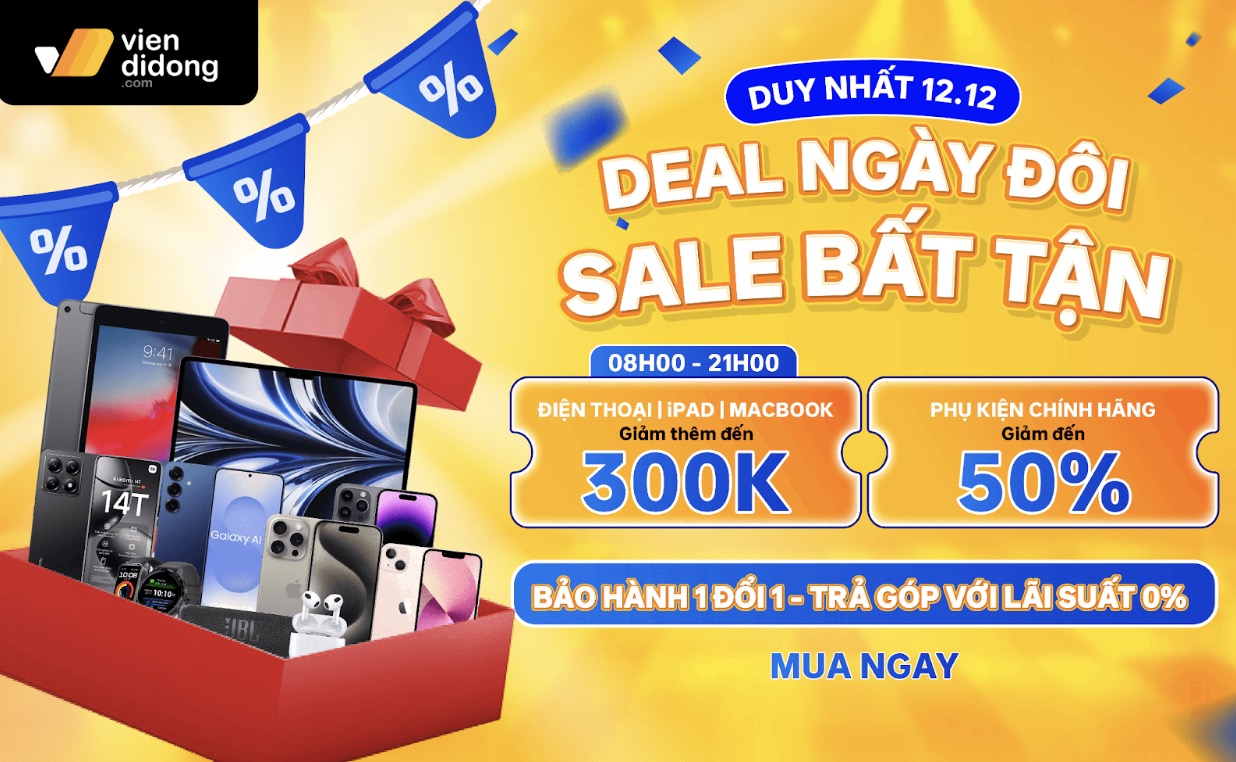 Ngày đôi cuối năm 12/12: Thiết bị công nghệ cũ giảm sâu, phụ kiện giảm một nửa giá tại Viện Di Động