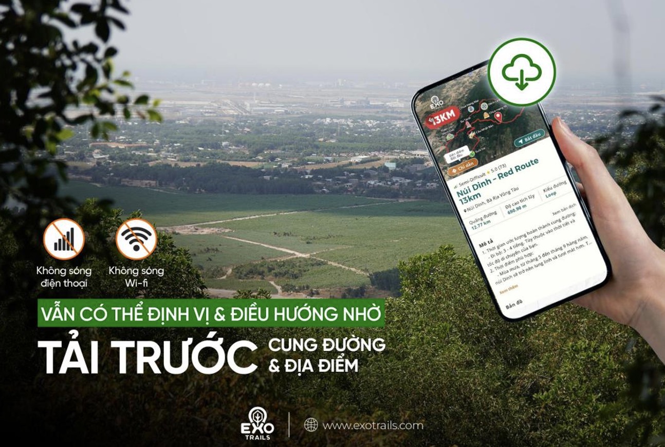 Khác với các bản đồ phổ thông vốn ưu tiên giao thông đô thị, ExoTrails phát triển hệ bản đồ địa hình chuyên sâu cho môi trường thiên nhiên. Bản đồ của ExoTrails tập trung thể hiện các lớp dữ liệu đặc thù như địa mạo, độ dốc, loại địa hình, đường mòn thực tế và những khu vực có rủi ro tiềm ẩn. Cách tiếp cận này giúp phản ánh chính xác điều kiện di chuyển ngoài thực địa, đặc biệt trong các hoạt động trekking và hiking.