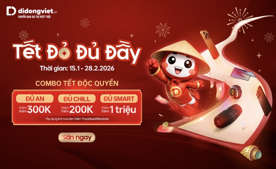 Cận Tết, thị trường công nghệ sôi động với loạt combo ưu đãi “Tết đỏ đủ đầy” tại Di Động Việt