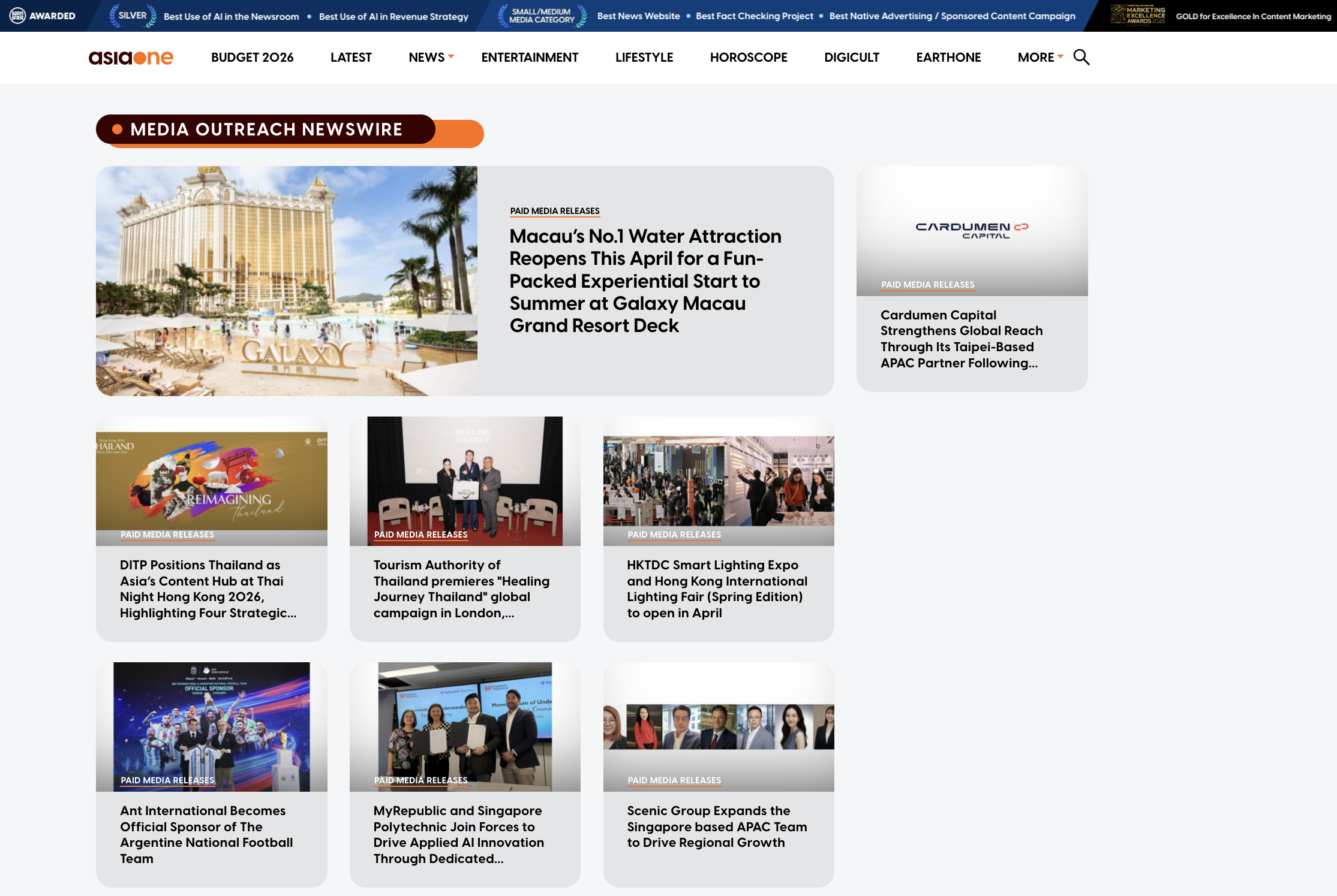 Media OutReach Newswire tiếp tục mở rộng phạm vi hoạt động tại Singapore và khu vực châu Á Thái Bình Dương thông qua hợp tác chiến lược với AsiaOne TechTimes Vietnam Media OutReach Newswire tiếp tục mở rộng phạm vi hoạt động tại Singapore và khu vực châu Á Thái Bình Dương thông qua hợp tác chiến lược với AsiaOne