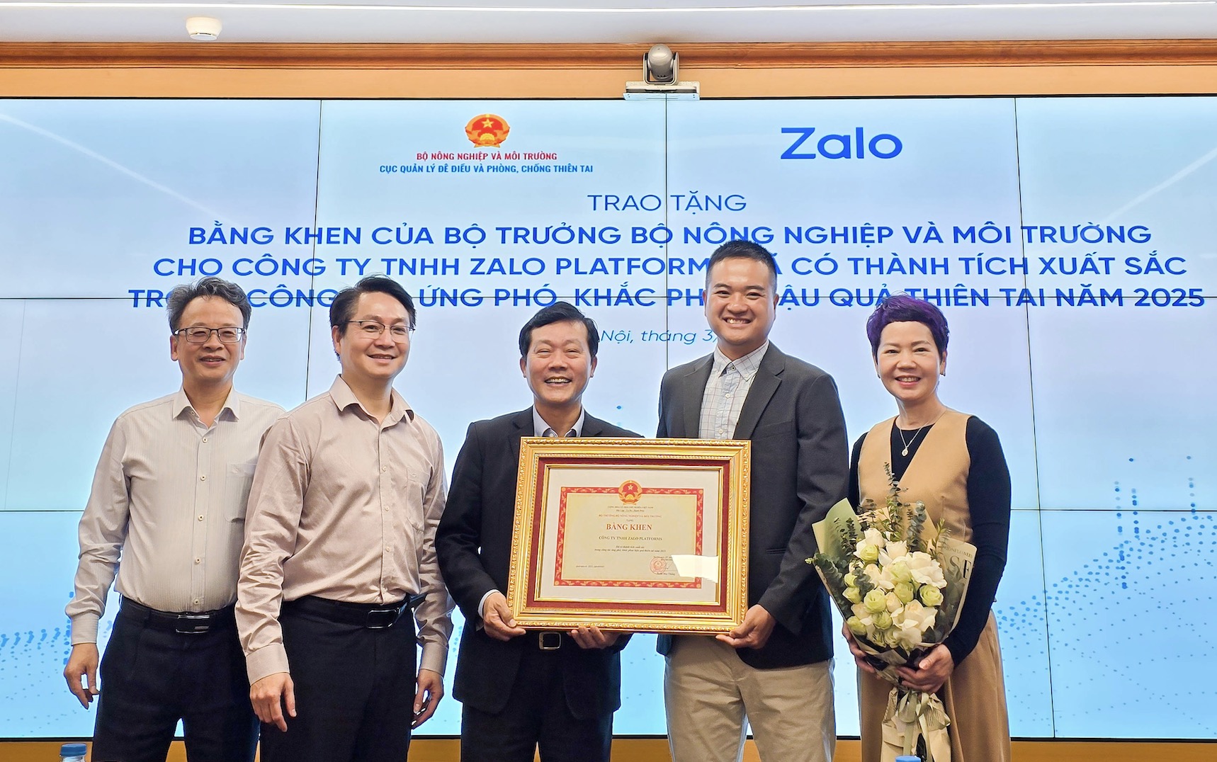 Zalo được Bộ Nông nghiệp và Môi trường khen thưởng vì đóng góp trong phòng, chống thiên tai