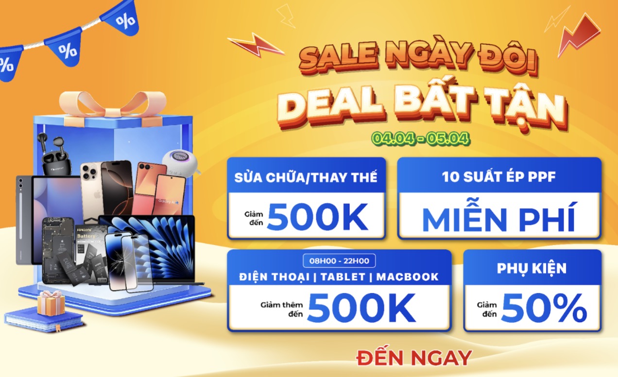 Sale 4.4 bùng nổ tại Viện Di Động: iPhone LikeNew giảm sâu, thay pin chỉ từ 150.000 đồng