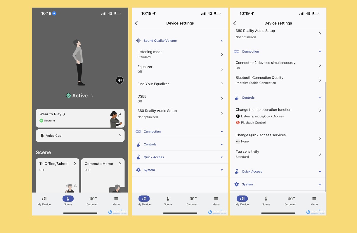Người dùng có thể cài đặt, tuỳ chỉnh chế độ nghe từ ứng dụng Sound Connect của Sony.