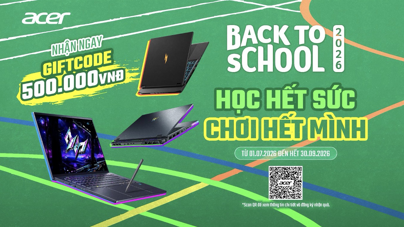 Acer triển khai chương trình Back To School 2026 TechTimes Vietnam Nhân dịp mùa tựu trường 2026, Acer Việt Nam chính thức giới thiệu chương trình “Acer Back To School 2026: Học Hết Sức – Chơi Hết Mình”, mang đến nhiều ưu đãi dành cho khách hàng khi mua các dòng laptop gaming và laptop hiệu năng cao của hãng.