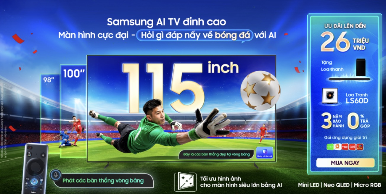 Samsung AI TV nâng tầm trải nghiệm ASEAN HYUNDAI CUP 2026 cùng FPT Play
