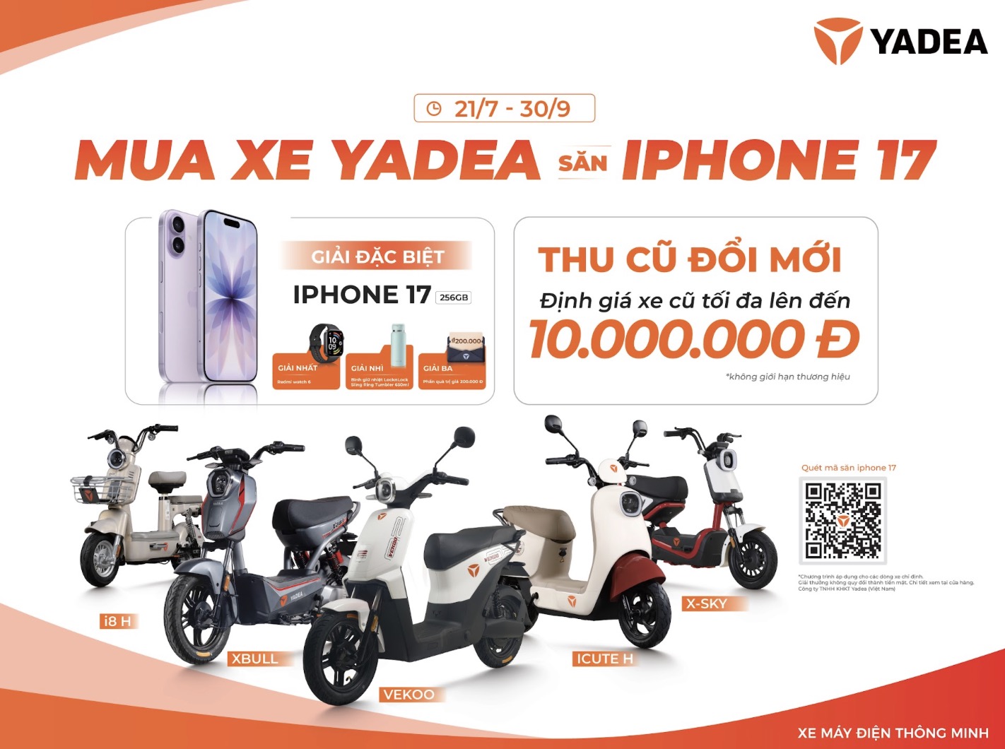 YADEA triển khai chương trình ưu đãi mùa tựu trường, khách hàng có cơ hội nhận iPhone 17 TechTimes Vietnam YADEA triển khai chương trình ưu đãi mùa tựu trường, khách hàng có cơ hội nhận iPhone 17
