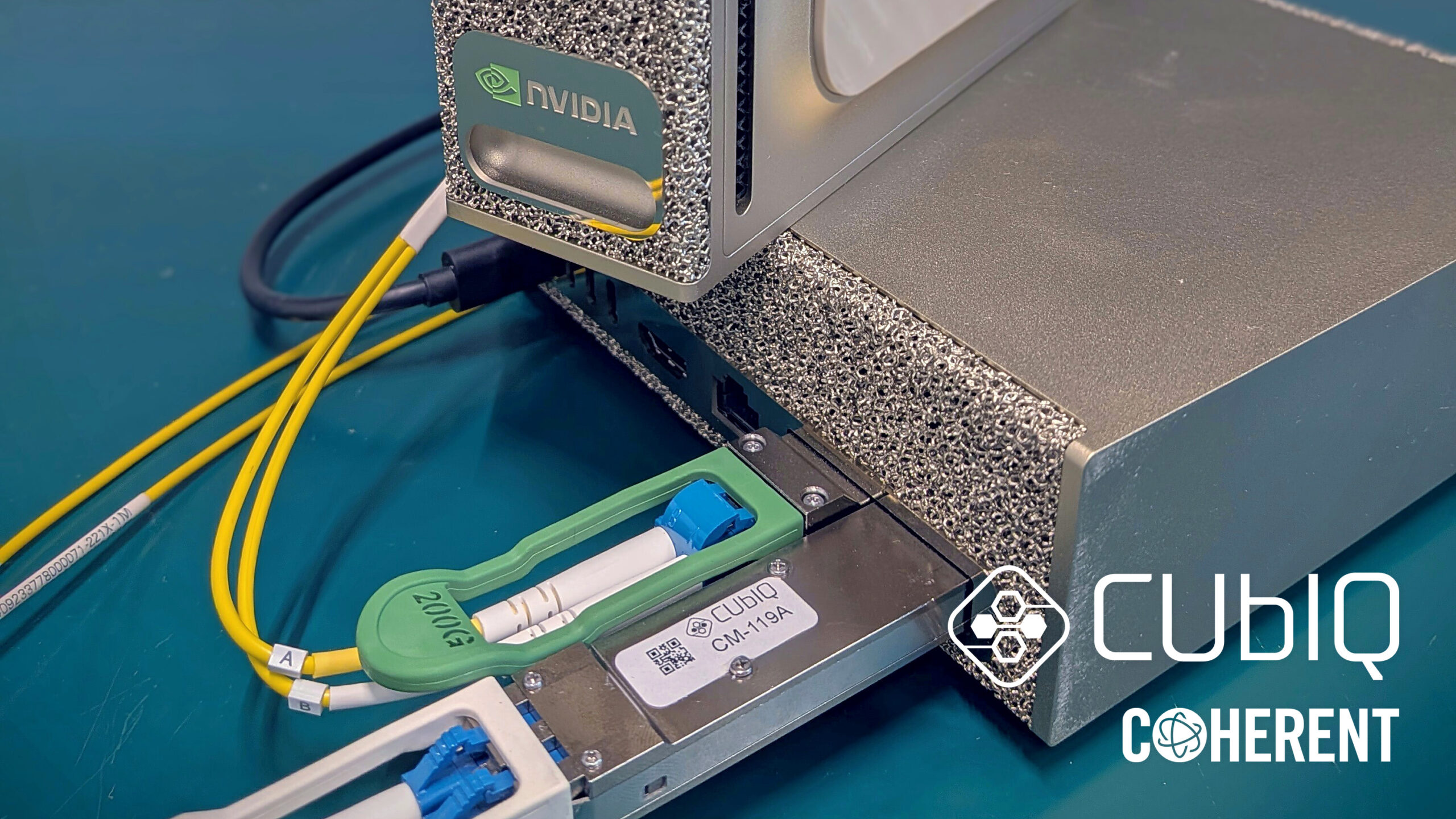 CUbIQ Technologies and Coherent Corp. demonstrate scalable, physical-layer security for AI infrastructure The CUbIQ CV-QKD pluggable plugged in an NVIDIA DGX Spark host