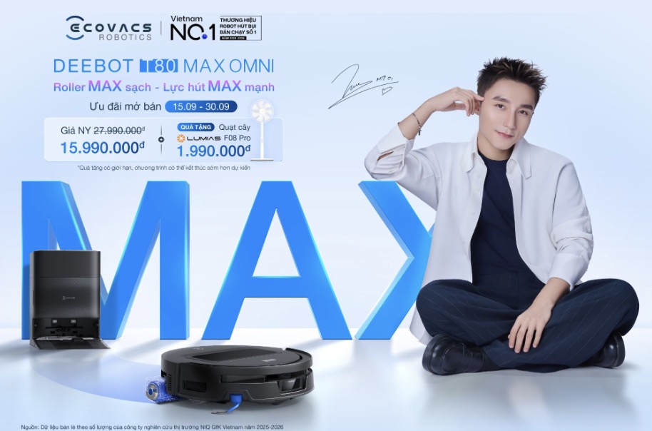 ECOVACS ra mắt DEEBOT T80 MAX OMNI tại Việt Nam, giá ưu đãi còn 15,99 triệu đồng TechTimes Vietnam ECOVACS ra mắt DEEBOT T80 MAX OMNI tại Việt Nam, giá ưu đãi còn 15,99 triệu đồng