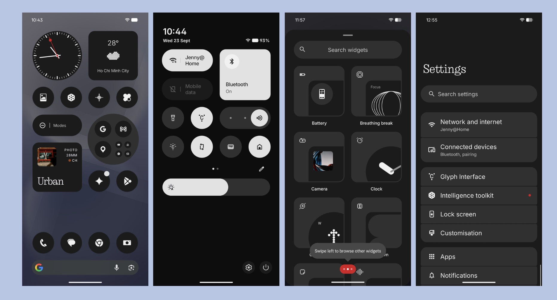 Giao diện Nothing OS khá độc đáo và đặc trưng và khác biệt với thế giới Android còn lại.