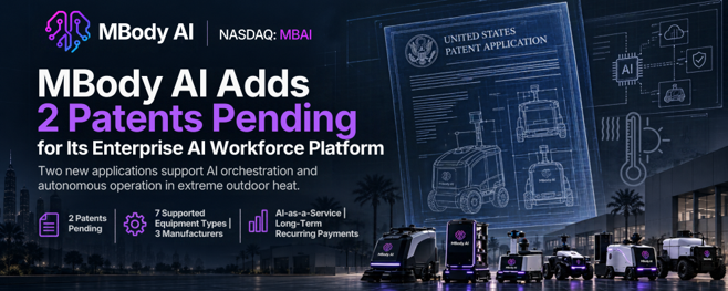 MBody AI Adds 2 Patents Pending for Its Enterprise AI Workforce Platform Nasdaq-listed AI company MBody AI ($MBAI) files two new applications as it continues to develop and deploy Orchestrator for enterprise customers